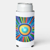 Moderne Wanduhr mit pulsierender Radialbogensonne Selters Dosenkühler (Seltzer Vorderseite)