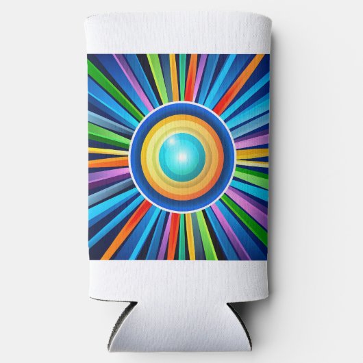 Moderne Wanduhr mit pulsierender Radialbogensonne Selters Dosenkühler (Vorderseite)