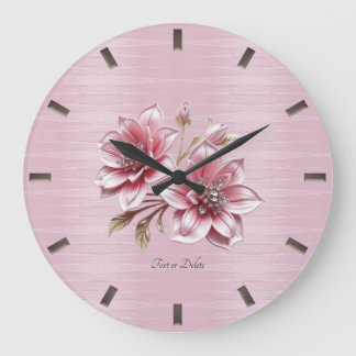 Moderne Wanduhr mit rosa Blumen