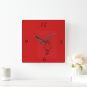 Moderne Wanduhr Roter Quadrat Designer Uhr (Zuhause)
