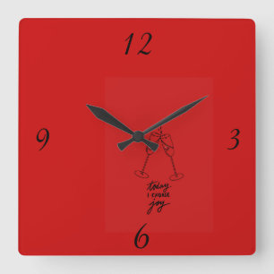 Moderne Wanduhr Roter Quadrat Designer Uhr