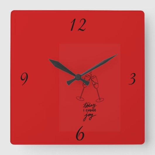 Moderne Wanduhr Roter Quadrat Designer Uhr (Vorderseite)