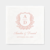 Moderne Wappen Monogram Wedding Rose Gold Servietten Mit Folie (Vorderseite)
