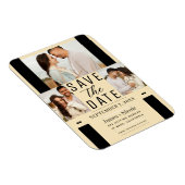 Moderne Warm Custard Save the Date 3 Foto Hochzeit Magnet (Rechte Seite)