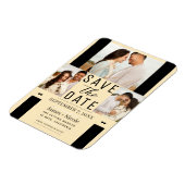 Moderne Warm Custard Save the Date 3 Foto Hochzeit Magnet (Linke Seite)