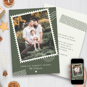 Moderne warme Familienfoto-Stempel mit süßem Desig Feiertagskarte
