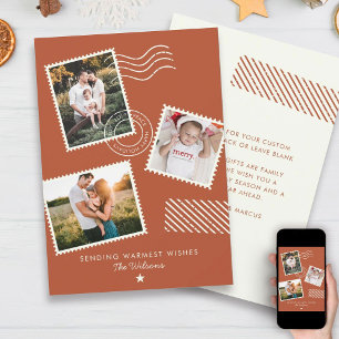 Moderne warme Familienfoto süße Briefmarke Feiertagskarte