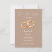 Moderne warme rosa Hochzeitsringe Save The Date Ka (Vorderseite)