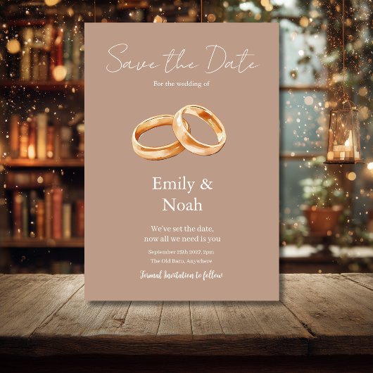 Moderne warme rosa Hochzeitsringe Save The Date Ka