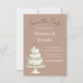 Moderne warme rosa Hochzeitstorte Save The Date Ka (Vorderseite)