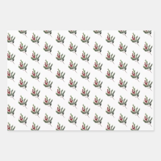 Moderne warme Rot Winter Wasserfarbe Geschenkpapier Set (Vorderseite 3)