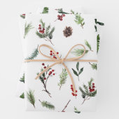 Moderne warme Rot Winter Wasserfarbe Geschenkpapier Set (Beispiel)