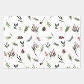 Moderne warme Rot Winter Wasserfarbe Geschenkpapier Set (Vorderseite)