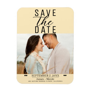 Moderne warme Vanillesoße Save the Date Hochzeitsf Magnet