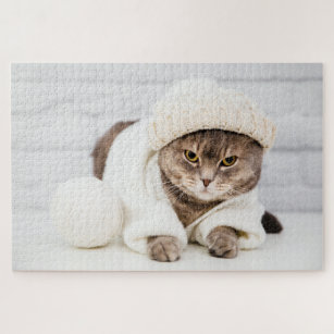 Moderne wärme Winter Woolen Hat Kitty Cat Nature Puzzle