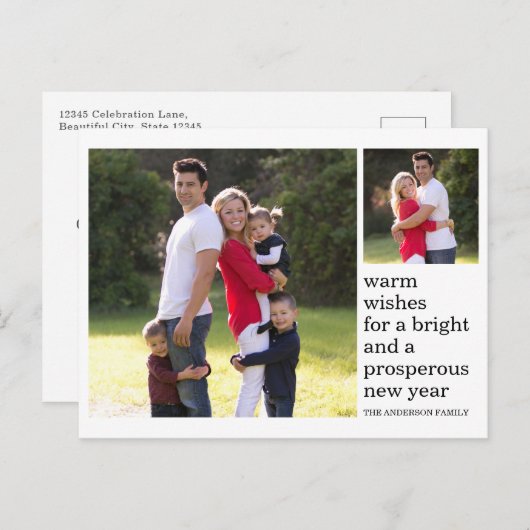 Moderne Wärme wünscht einen schönen Neujahrsfest i Postkarte (Vorne/Hinten)