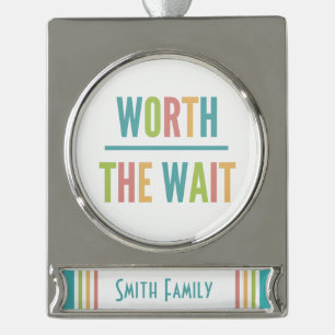 Moderne Wartezeit - Adoption, neues Baby Banner-Ornament Silber