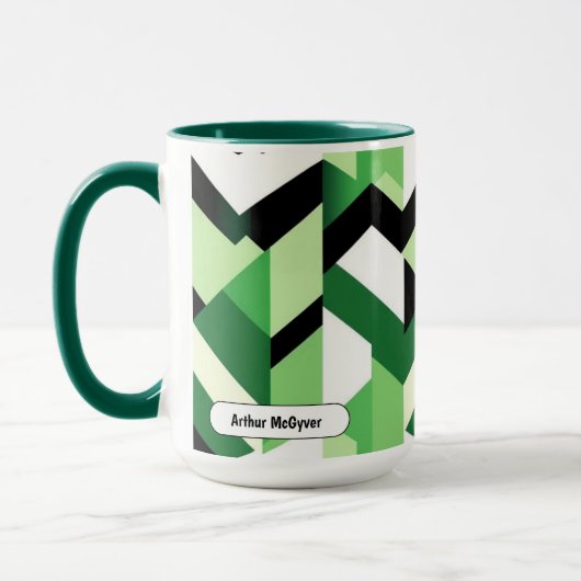 Moderne Wasabi-Grün-Block-Chevron-Design Tasse (Links)