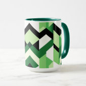 Moderne Wasabi-Grün-Block-Chevron-Design Tasse (VorderseiteRechts)