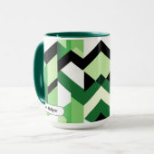 Moderne Wasabi-Grün-Block-Chevron-Design Tasse (Vorderseite Links)