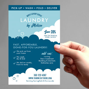 Moderne Waschsalon-Marketing für Mobile Wäschereie Flyer