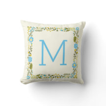 Moderne Wasser- und Gelb-Blumenborder und Monogram