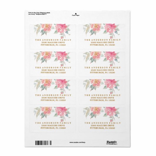 MODERNE WASSERCOLOR-BLUME - Rücksendeadresse (Vorne)