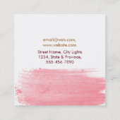 Moderne Wasserfarbe Abstrakt Elegant Rosa Gelb Quadratische Visitenkarte (Rückseite)