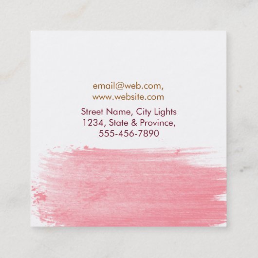 Moderne Wasserfarbe Abstrakt Elegant Rosa Gelb Quadratische Visitenkarte (Rückseite)