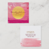 Moderne Wasserfarbe Abstrakt Elegant Rosa Gelb Quadratische Visitenkarte (Vorne/Hinten)