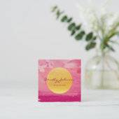 Moderne Wasserfarbe Abstrakt Elegant Rosa Gelb Quadratische Visitenkarte (Stehend Vorderseite)