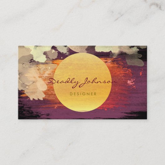 Moderne Wasserfarbe Abstrakt Elegant Rot Gelb Visitenkarte (Vorderseite)