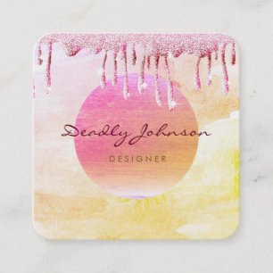 Moderne Wasserfarbe Abstrakt Elegante Rosa Mond Quadratische Visitenkarte