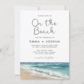 Moderne Wasserfarbe am Strand QR-Code-Hochzeit Einladung (Vorderseite)
