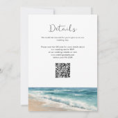 Moderne Wasserfarbe am Strand QR-Code-Hochzeit Einladung (Rückseite)