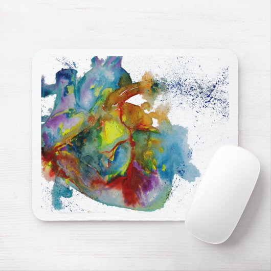 Moderne Wasserfarbe-anatomisches Herz Mousepad (Mit Mouse)