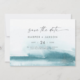 Moderne Wasserfarbe   Aquamarin Horizontal Save th Save The Date