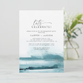 Moderne Wasserfarbe | Aquamarin Let's Celebrate Einladung (Stehend Vorderseite)