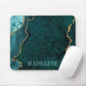 Moderne Wasserfarbe Aquamarin Marble Geode Mousepad (Mit Mouse)