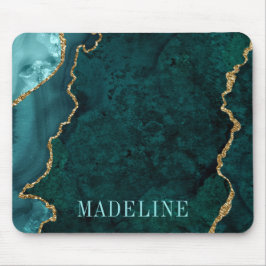 Moderne Wasserfarbe Aquamarin Marble Geode Mousepad
