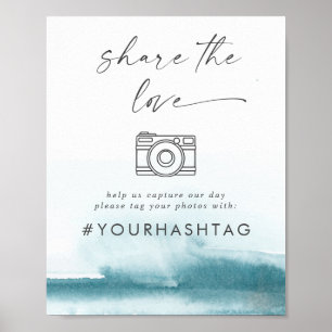 Moderne Wasserfarbe Aquamarin Share the Liebe Ha Poster