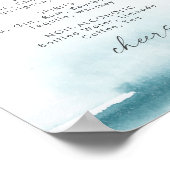 Moderne Wasserfarbe | Aquamarine Speisekarte für H Poster (Ecke)