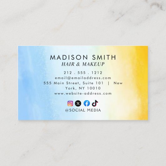 Moderne Wasserfarbe | Aquamarine Visitenkarte (Rückseite)