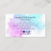 Moderne Wasserfarbe | Aquamarine Visitenkarte (Rückseite)