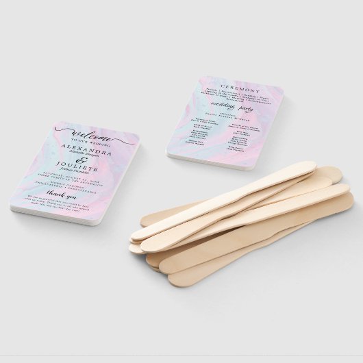 Moderne Wasserfarbe | Aquamarines Hochzeitsprogram Fächer (Non-assembled)