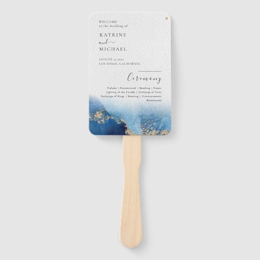Moderne Wasserfarbe | Aquamarines Hochzeitsprogram Fächer (Vorderseite)