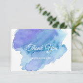 Moderne Wasserfarbe Blau Aquamarin Türkis DANK Dankeskarte (Stehend Vorderseite)