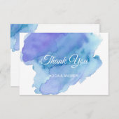 Moderne Wasserfarbe Blau Aquamarin Türkis DANK Dankeskarte (Vorne/Hinten)