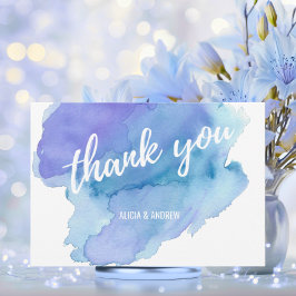 Moderne Wasserfarbe Blau Aquamarin Türkis DANK Dankeskarte