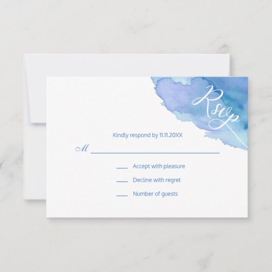 Moderne Wasserfarbe Blau Aquamarin Türkis UAWG Wed RSVP Karte (Vorderseite)